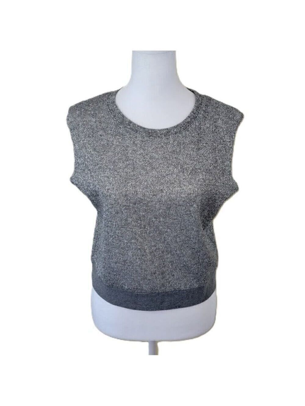 Leith Sleeveless Top Gray Silver Sparkle Cotton Blend Women's Size S